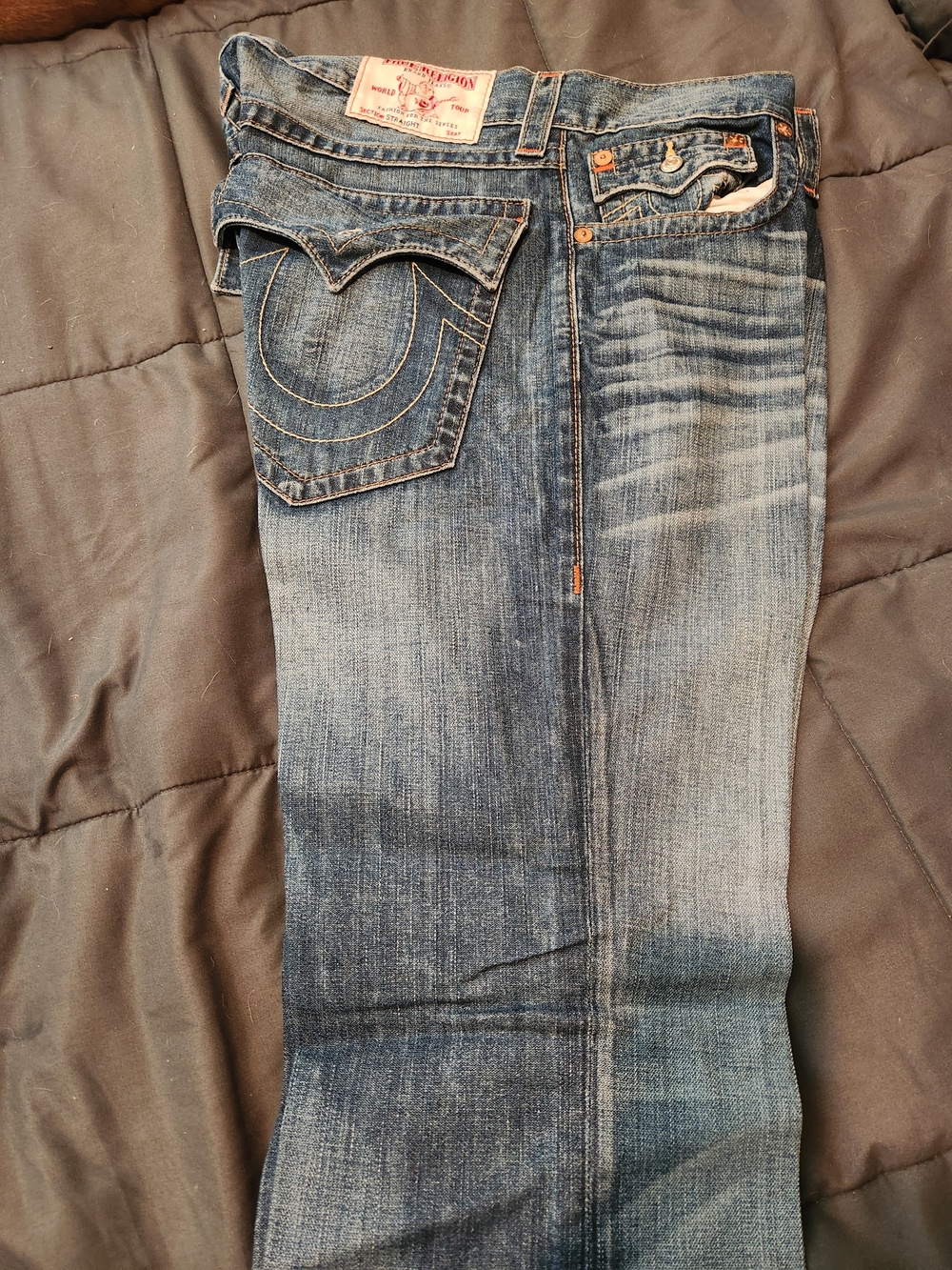True Religion Men's Slim Straight Denim Jeans in Faded Blue